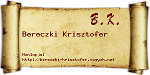 Bereczki Krisztofer névjegykártya